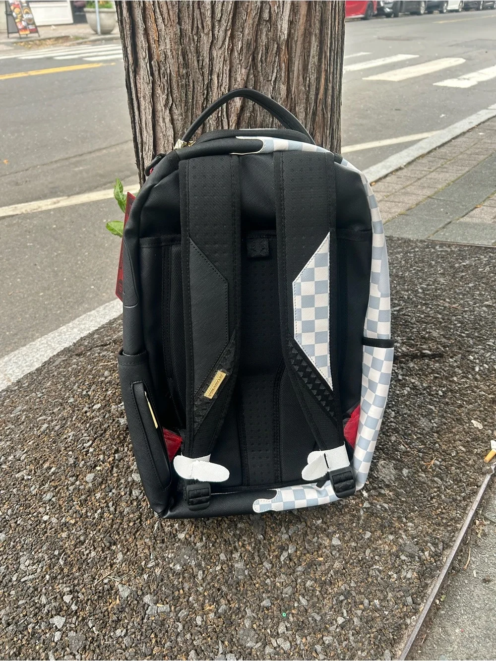 Sprayground Men's Black & White Checker Shark-Graphic Backpack